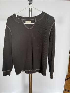 Madewell Dark Charcoal Waffle Knit Crewneck Long Sleeve